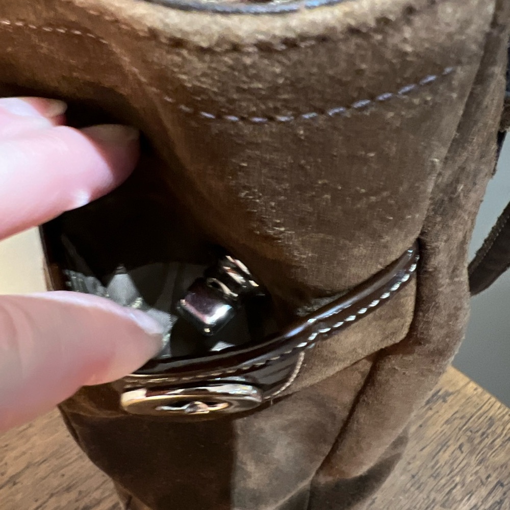 COACH Brown Leather Suede Hampton Tote Bag - Picture 10 of 12